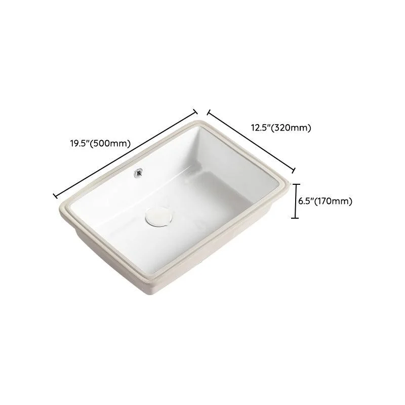 Traditional Undermount Vanity Sink Rectangular with Overflow and Drain Assembly Vessel -Bathlova