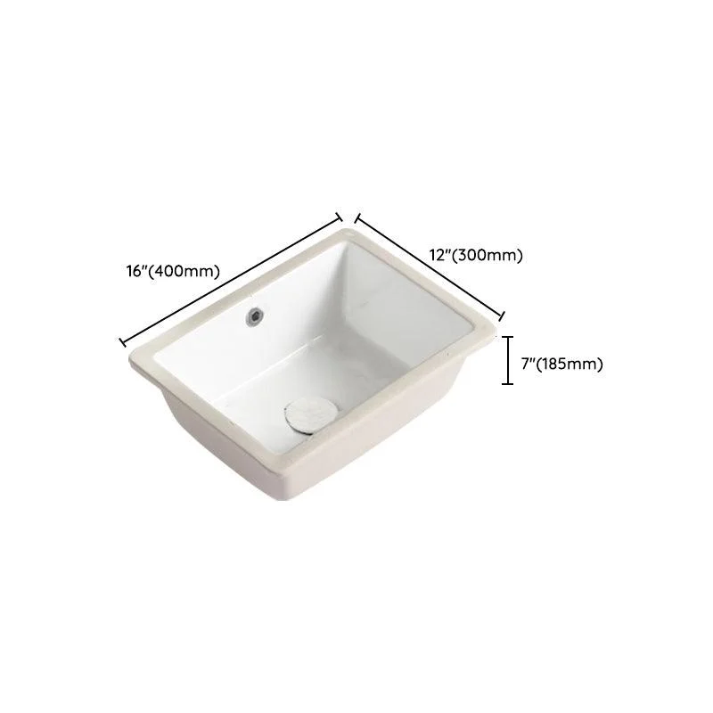 Traditional Undermount Vanity Sink Rectangular with Overflow and Drain Assembly Vessel -Bathlova