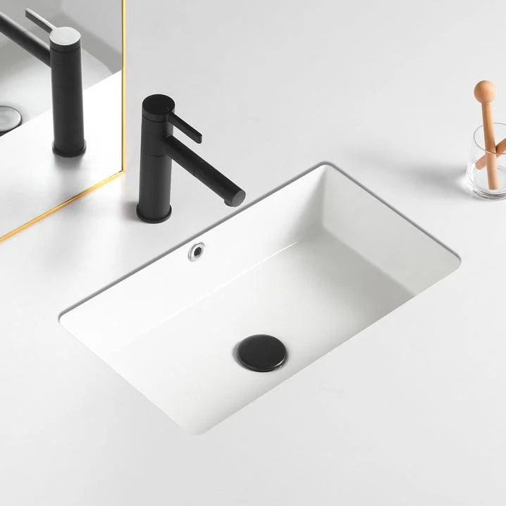 Traditional Undermount Vanity Sink Rectangular with Overflow and Drain Assembly Vessel -Bathlova