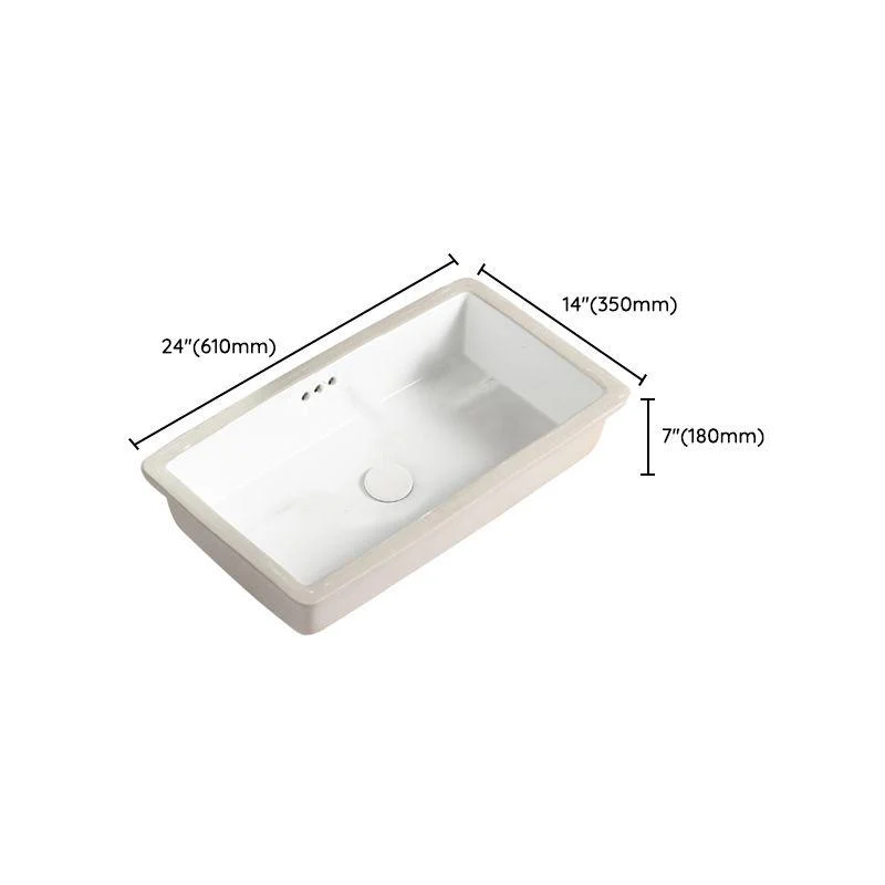 Traditional Undermount Vanity Sink Rectangular with Overflow and Drain Assembly Vessel -Bathlova