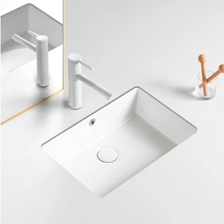 Traditional Undermount Vanity Sink Rectangular with Overflow and Drain Assembly Vessel -Bathlova