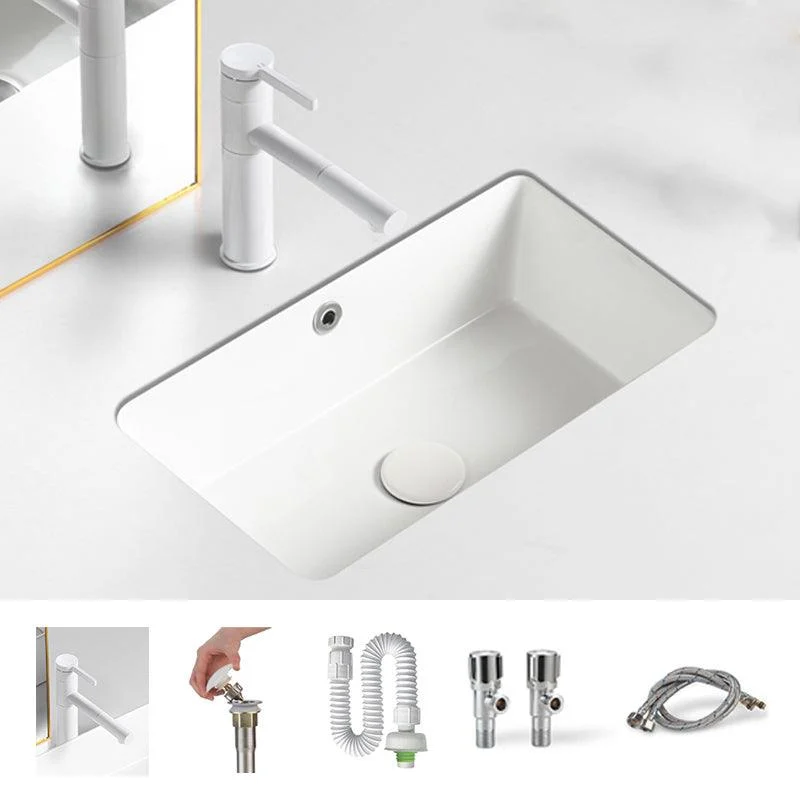 Traditional Undermount Vanity Sink Rectangular with Overflow and Drain Assembly Vessel -Bathlova