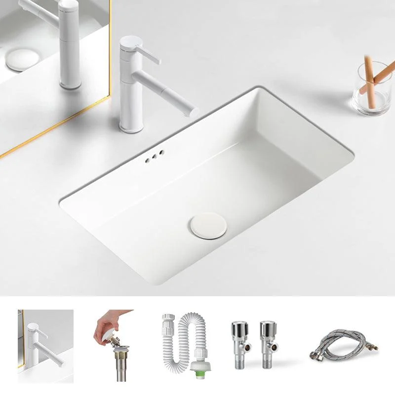 Traditional Undermount Vanity Sink Rectangular with Overflow and Drain Assembly Vessel -Bathlova