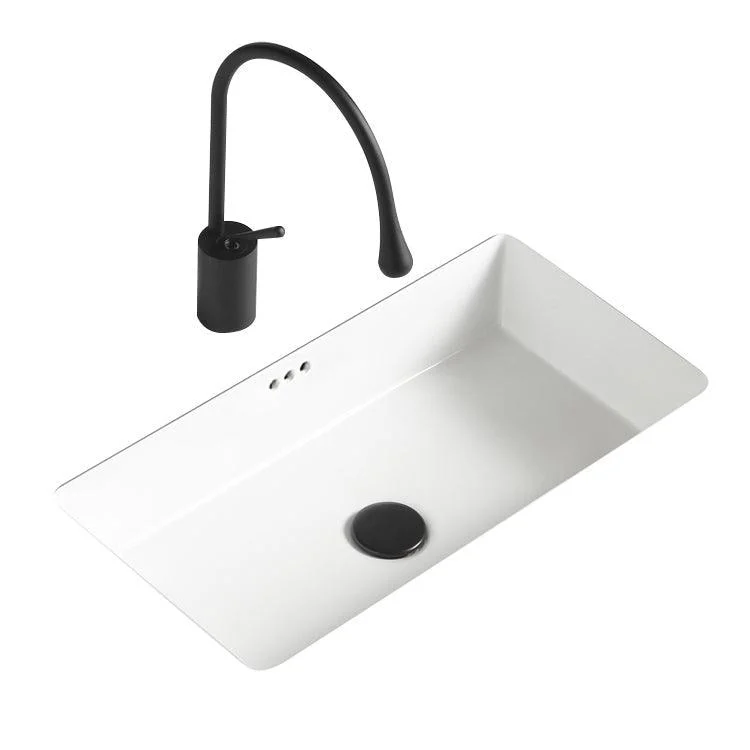 Traditional Undermount Vanity Sink Rectangular with Overflow and Drain Assembly Vessel -Bathlova