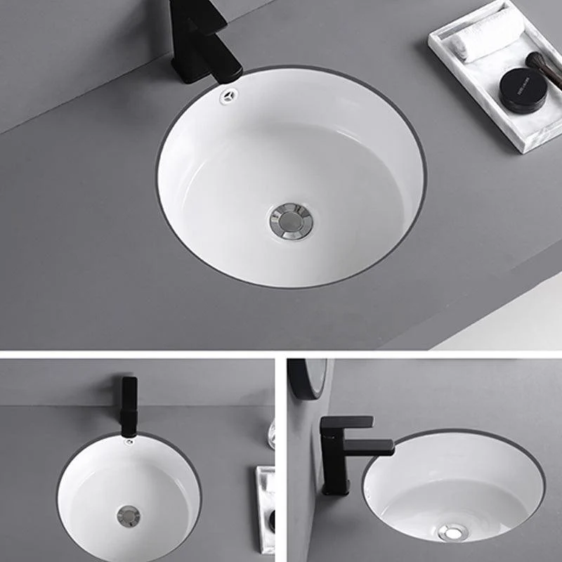 Traditional Undermount Vanity Sink Round Porcelain with Overflow Basin Sink -Bathlova