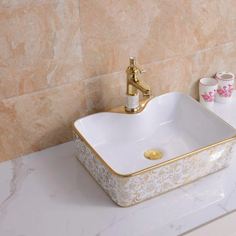 Traditional Vessel Bathroom Sink Oval Porcelain with Overflow Vessel -Bathlova