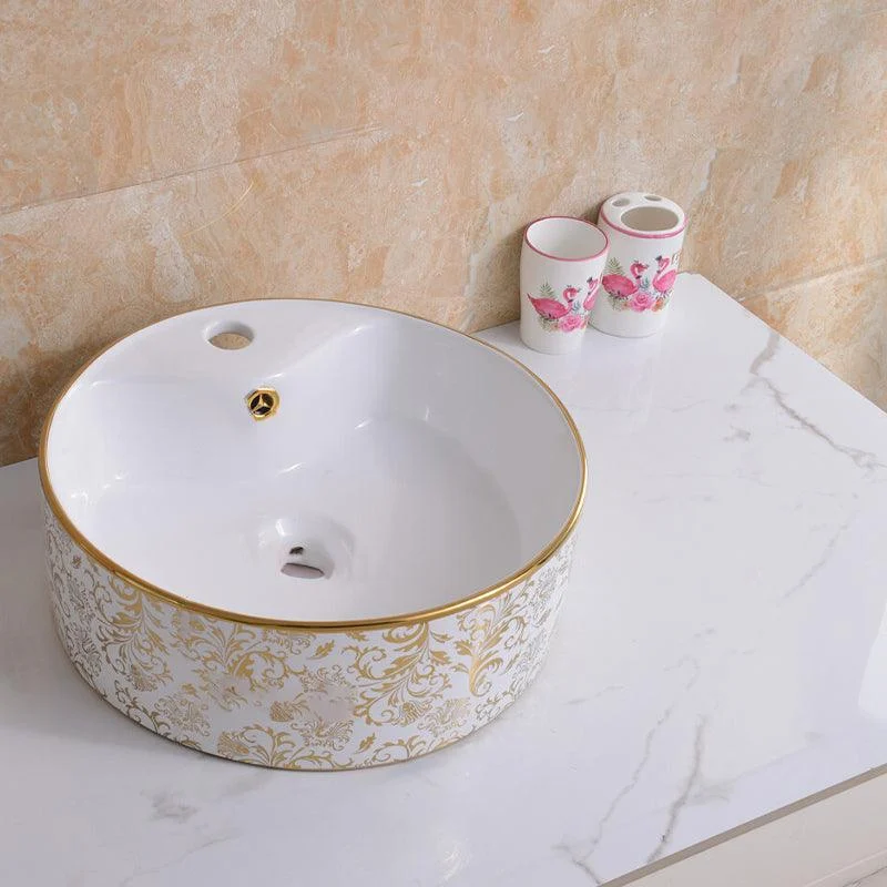 Traditional Vessel Bathroom Sink Oval Porcelain with Overflow Vessel -Bathlova