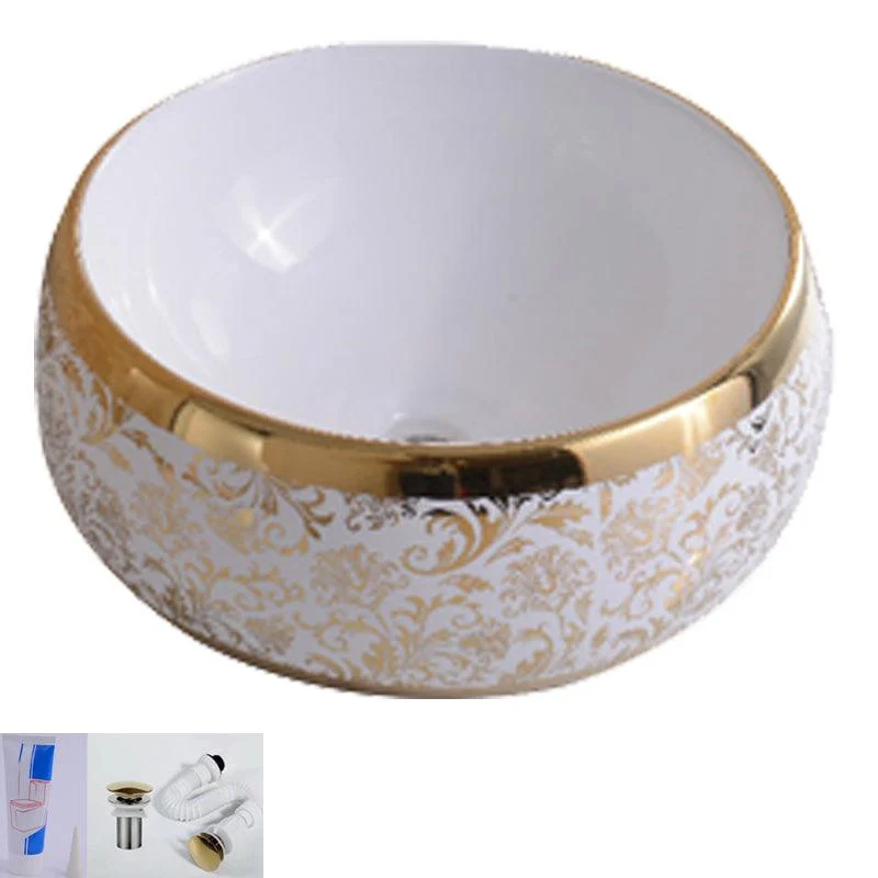 Traditional Vessel Bathroom Sink Oval Porcelain with Overflow Vessel -Bathlova