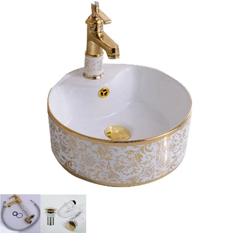 Traditional Vessel Bathroom Sink Oval Porcelain with Overflow Vessel -Bathlova