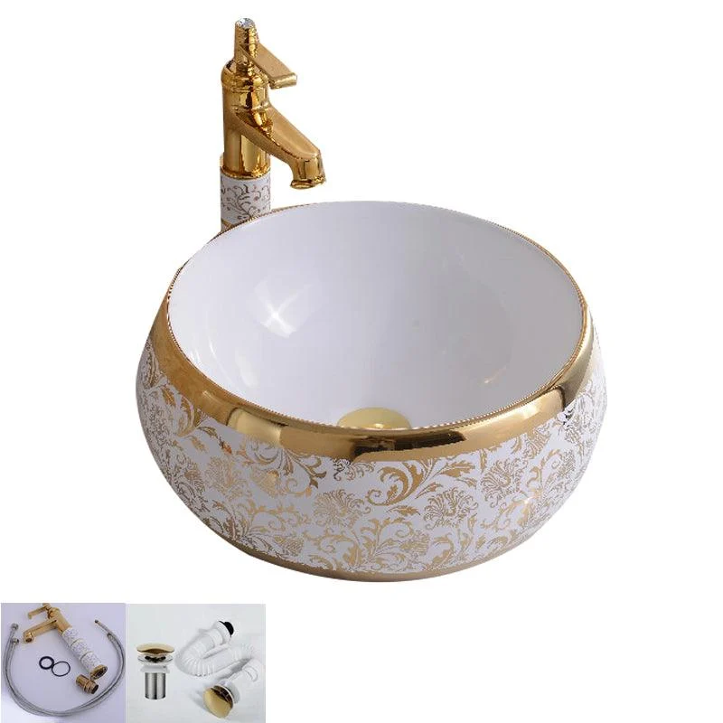 Traditional Vessel Bathroom Sink Oval Porcelain with Overflow Vessel -Bathlova