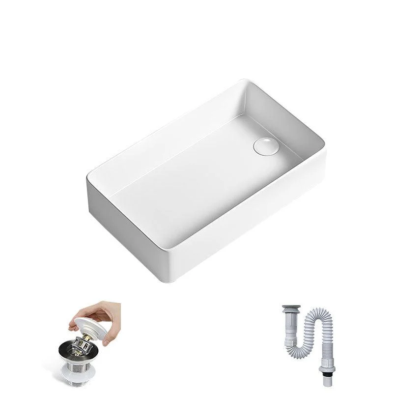 Traditional Vessel Bathroom Sink Porcelain with Pop-Up Drain Basin Sink -Bathlova