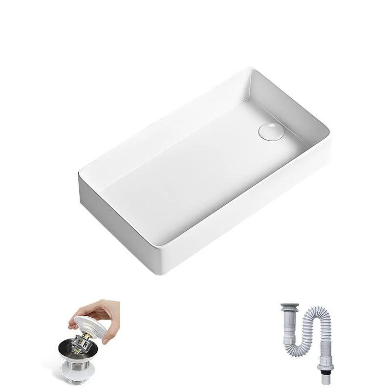 Traditional Vessel Bathroom Sink Porcelain with Pop-Up Drain Basin Sink -Bathlova