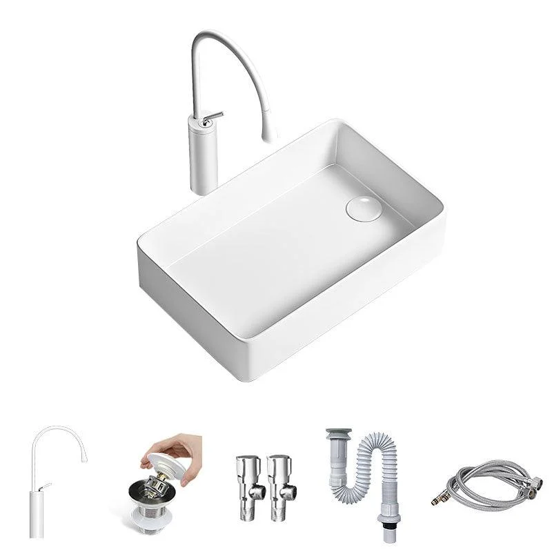 Traditional Vessel Bathroom Sink Porcelain with Pop-Up Drain Basin Sink -Bathlova