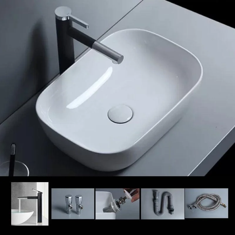 Traditional Vessel Bathroom Sink Porcelain with Tap Basin Sink -Bathlova