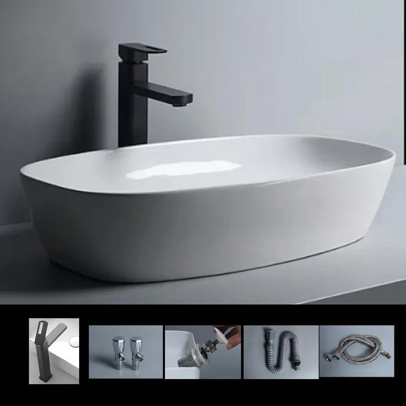 Traditional Vessel Bathroom Sink Porcelain with Tap Basin Sink -Bathlova