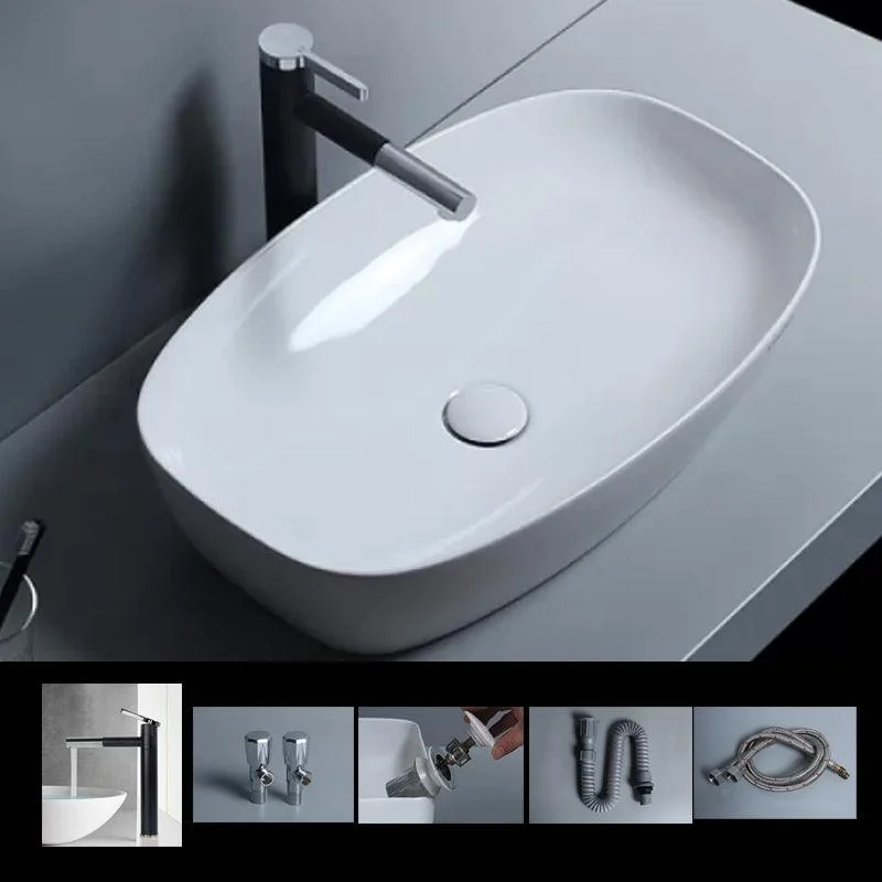 Traditional Vessel Bathroom Sink Porcelain with Tap Basin Sink -Bathlova