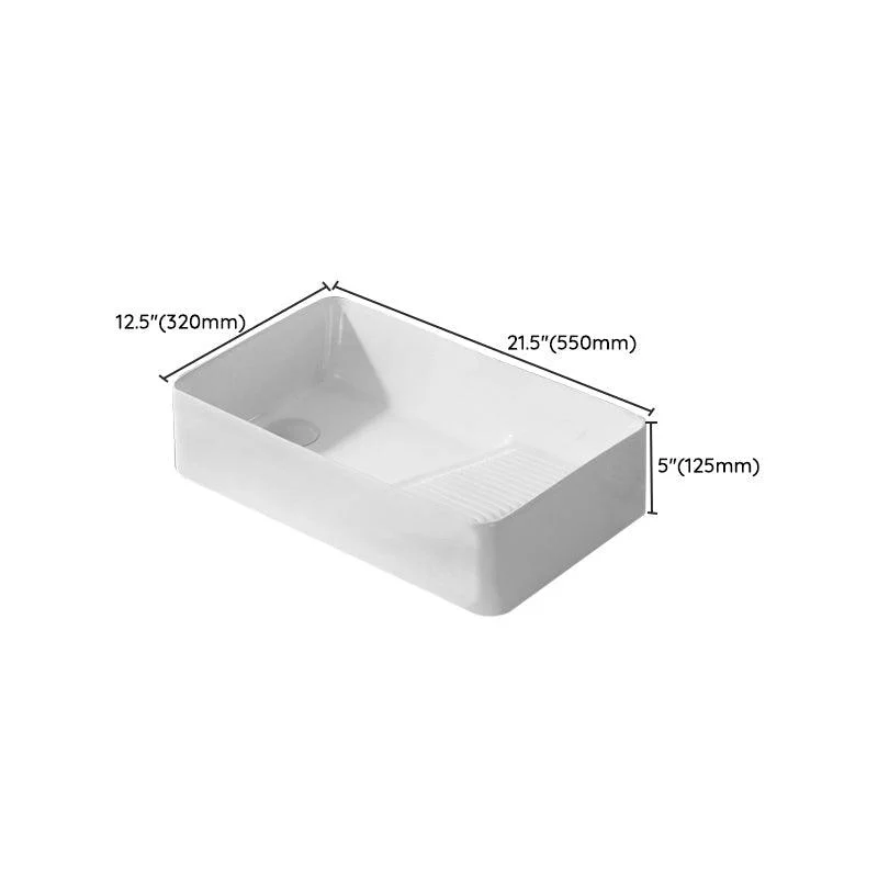 Traditional Vessel Bathroom Sink Rectangular Porcelain with Pop-Up Drain Vessel -Bathlova