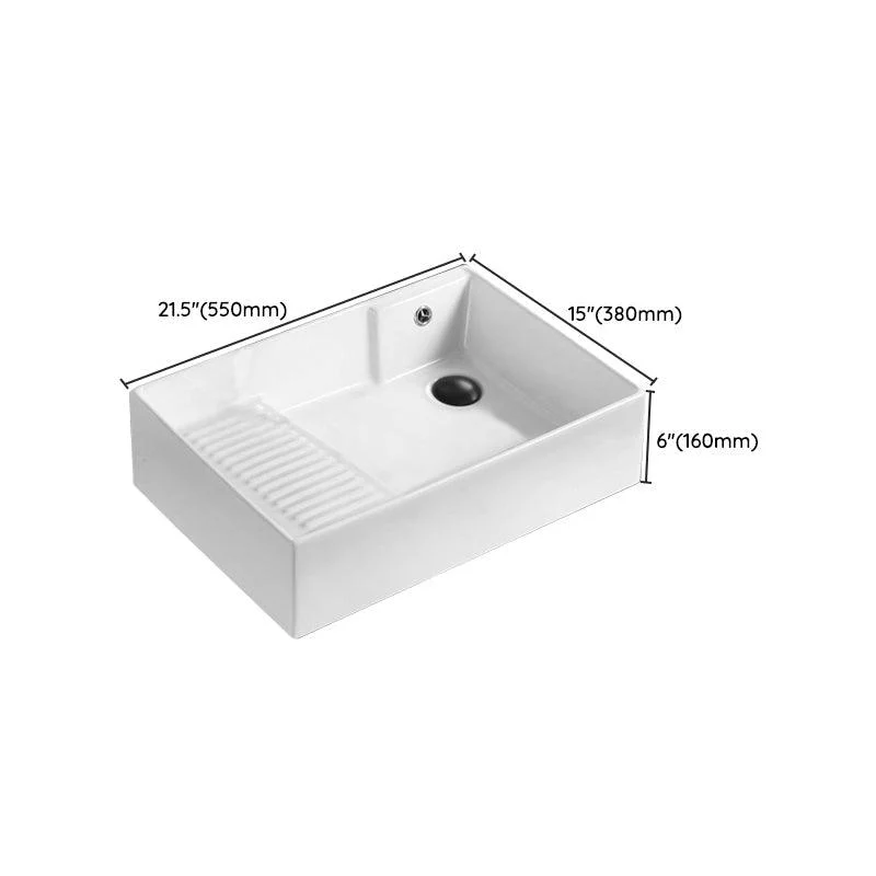 Traditional Vessel Bathroom Sink Rectangular Porcelain with Pop-Up Drain Vessel -Bathlova