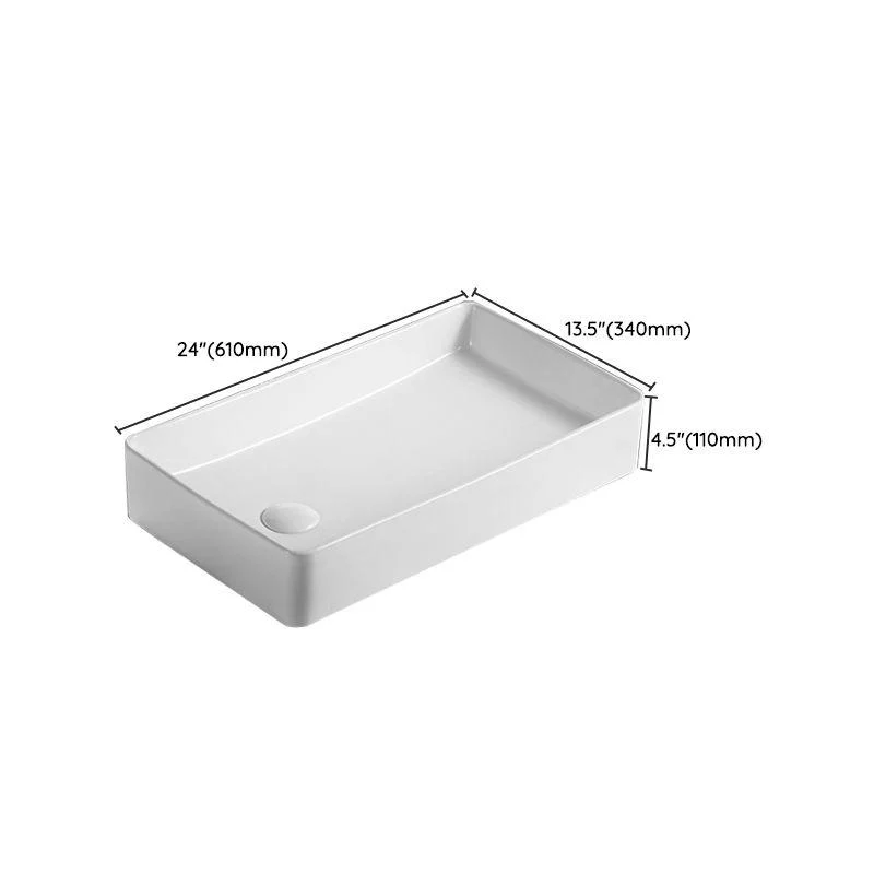 Traditional Vessel Bathroom Sink Rectangular Porcelain with Pop-Up Drain Vessel -Bathlova