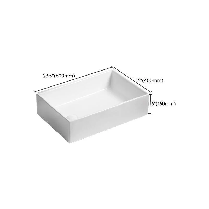 Traditional Vessel Bathroom Sink Rectangular Porcelain with Pop-Up Drain Vessel -Bathlova