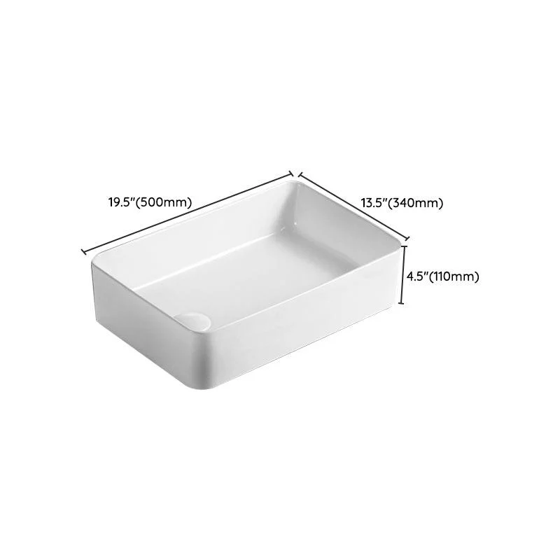 Traditional Vessel Bathroom Sink Rectangular Porcelain with Pop-Up Drain Vessel -Bathlova