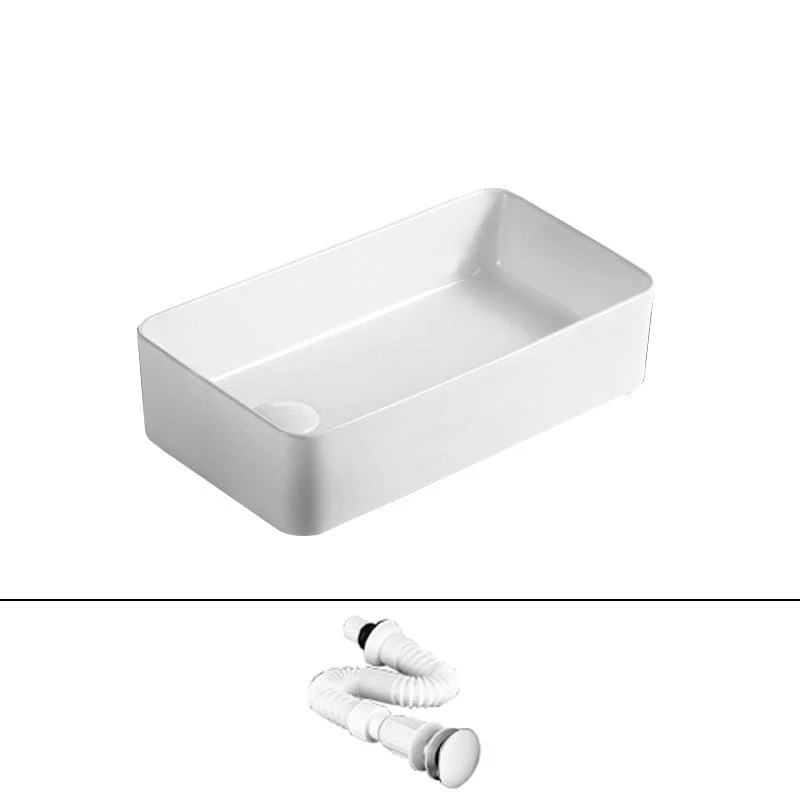 Traditional Vessel Bathroom Sink Rectangular Porcelain with Pop-Up Drain Vessel -Bathlova