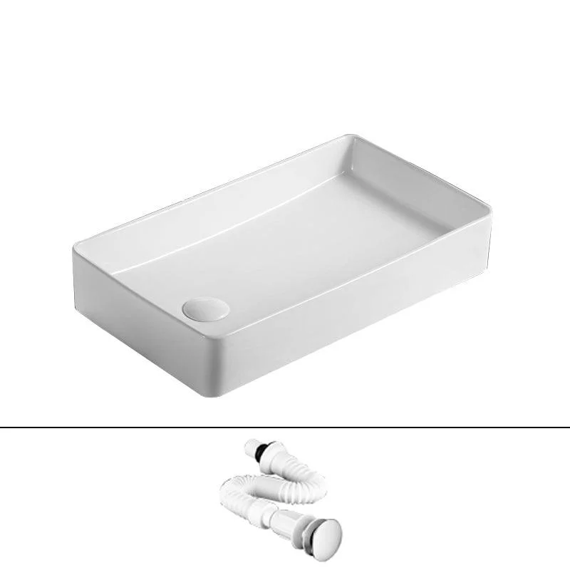 Traditional Vessel Bathroom Sink Rectangular Porcelain with Pop-Up Drain Vessel -Bathlova