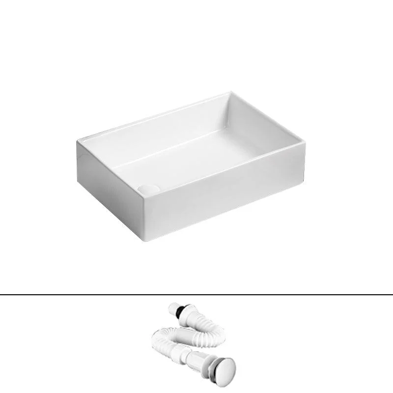 Traditional Vessel Bathroom Sink Rectangular Porcelain with Pop-Up Drain Vessel -Bathlova