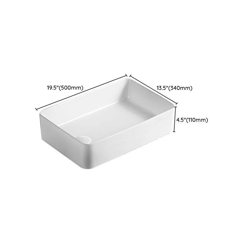 Traditional Vessel Bathroom Sink Rectangular Porcelain with Pop-Up Drain Vessel -Bathlova