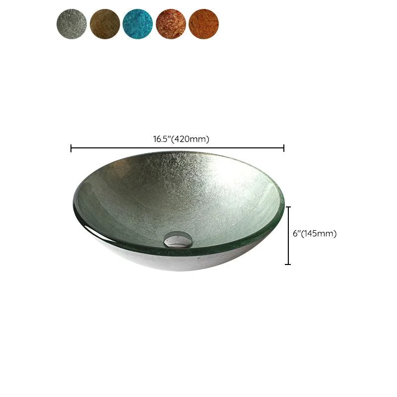 Traditional Vessel Bathroom Sink Round Hand Distressed Basin Sink(Not Including Tap) -Bathlova