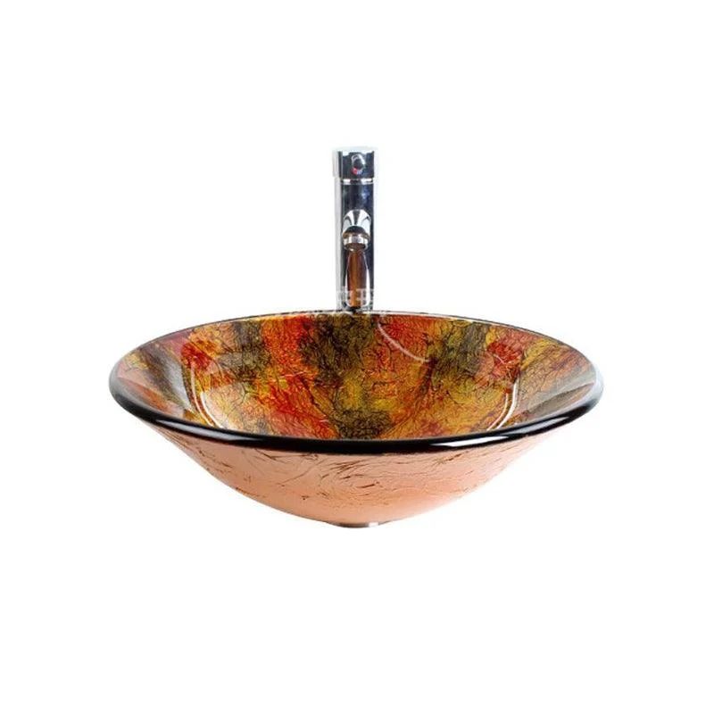 Traditional Vessel Bathroom Sink Round Hand Distressed Basin Sink(Not Including Tap) -Bathlova