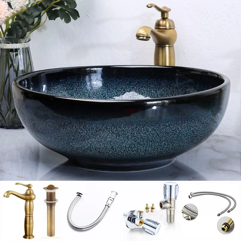 Traditional Vessel Bathroom Sink Specialty Vitreous China with Tap Vessel Sink -Bathlova