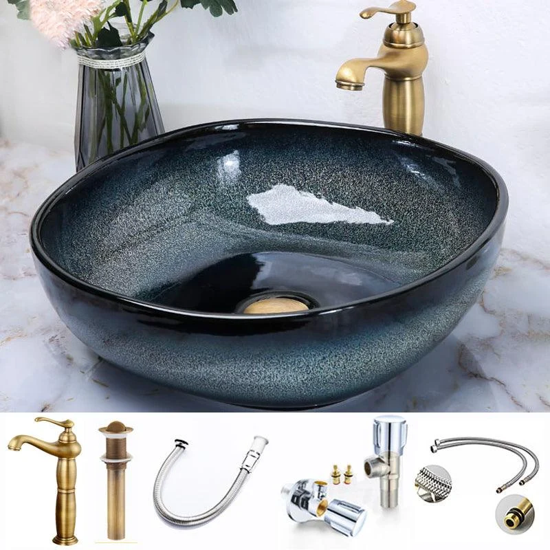 Traditional Vessel Bathroom Sink Specialty Vitreous China with Tap Vessel Sink -Bathlova