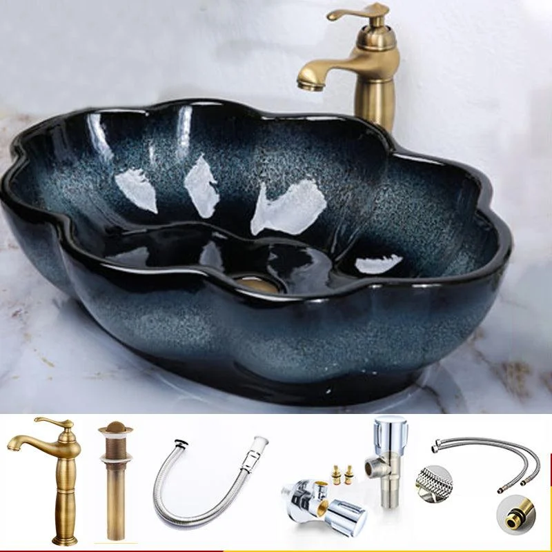 Traditional Vessel Bathroom Sink Specialty Vitreous China with Tap Vessel Sink -Bathlova