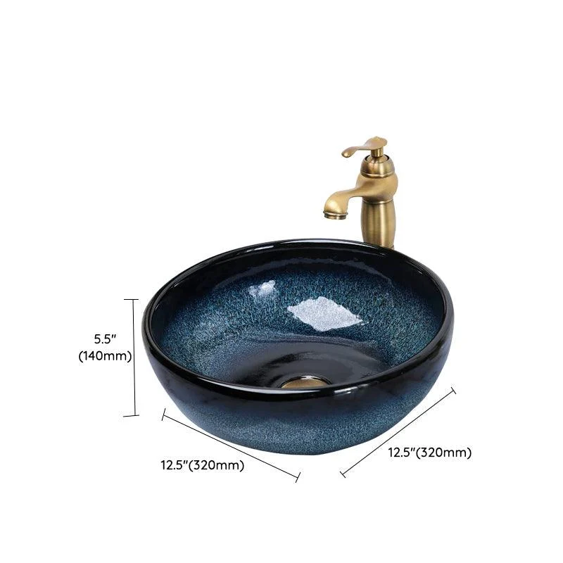 Traditional Vessel Bathroom Sink Specialty Vitreous China with Tap Vessel Sink -Bathlova