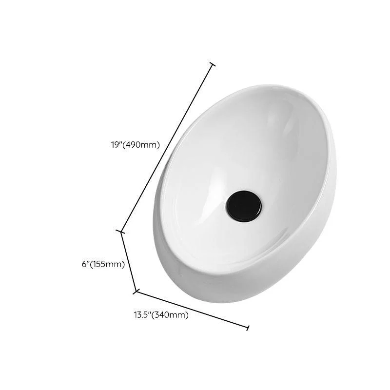 Traditional Vessel Lavatory Sink Oval Porcelain with Pop-Up Drain Basin Sink -Bathlova