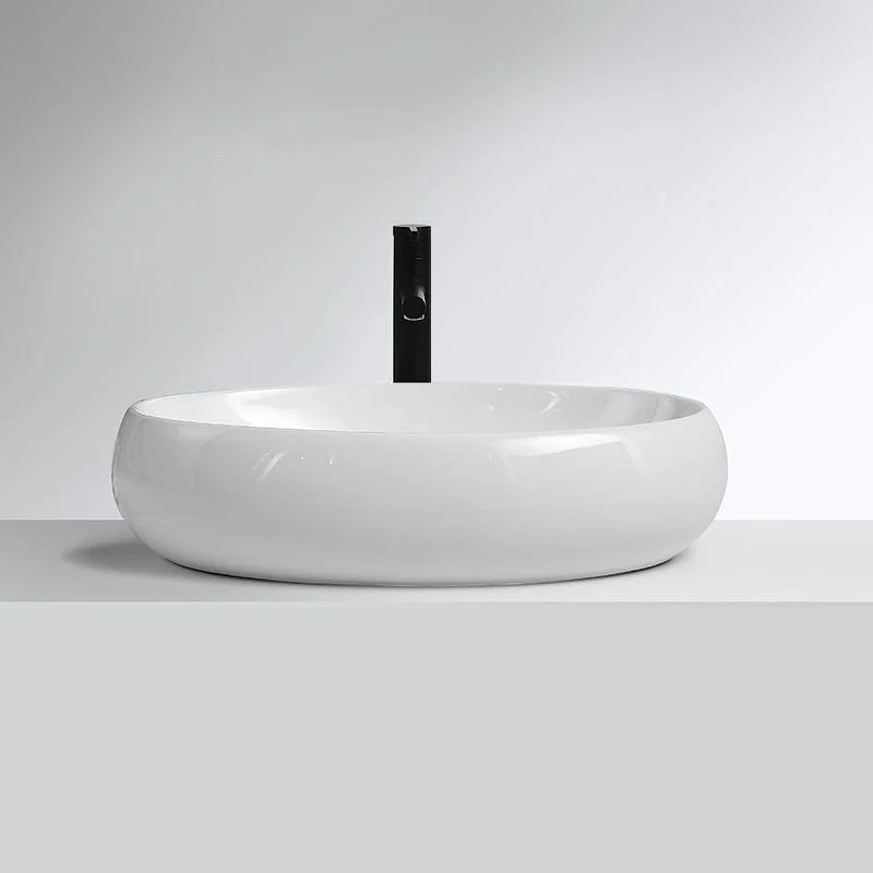 Traditional Vessel Lavatory Sink Oval Porcelain with Pop-Up Drain Basin Sink -Bathlova