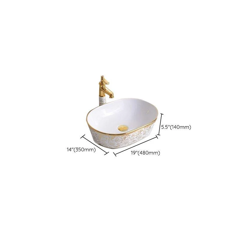 Traditional Vessel Lavatory Sink Oval-Shape Porcelain with Tap Bathroom Sink -Bathlova