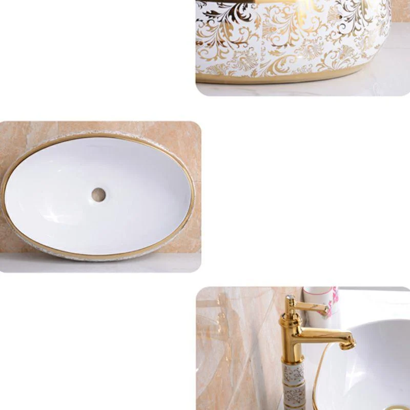 Traditional Vessel Lavatory Sink Oval-Shape Porcelain with Tap Bathroom Sink -Bathlova