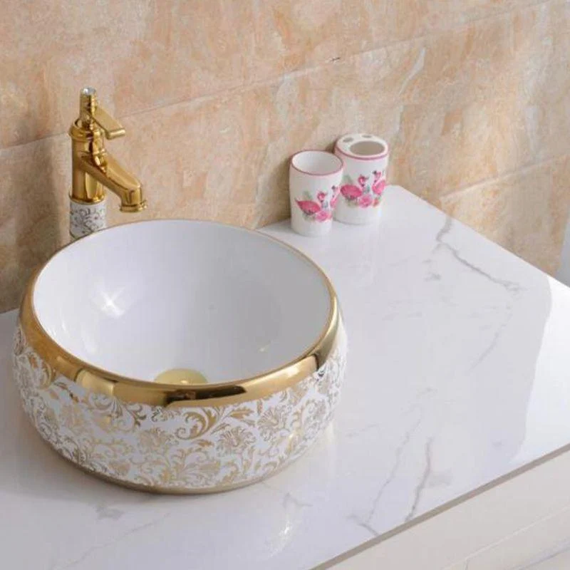 Traditional Vessel Lavatory Sink Oval-Shape Porcelain with Tap Bathroom Sink -Bathlova