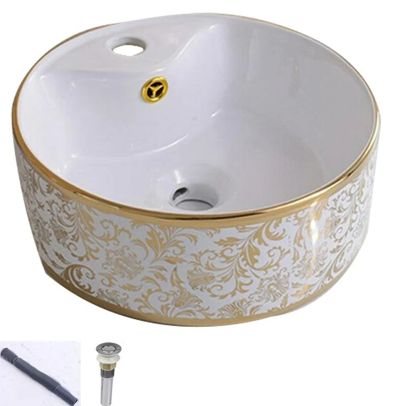 Traditional Vessel Lavatory Sink Oval-Shape Porcelain with Tap Bathroom Sink -Bathlova