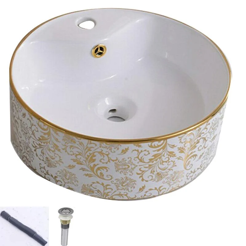 Traditional Vessel Lavatory Sink Oval-Shape Porcelain with Tap Bathroom Sink -Bathlova