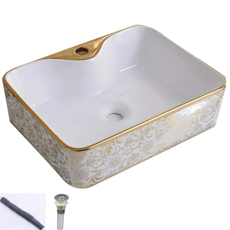 Traditional Vessel Lavatory Sink Oval-Shape Porcelain with Tap Bathroom Sink -Bathlova