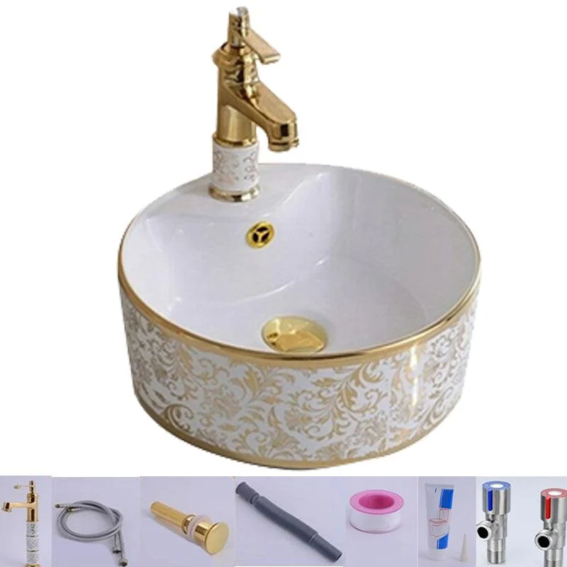 Traditional Vessel Lavatory Sink Oval-Shape Porcelain with Tap Bathroom Sink -Bathlova