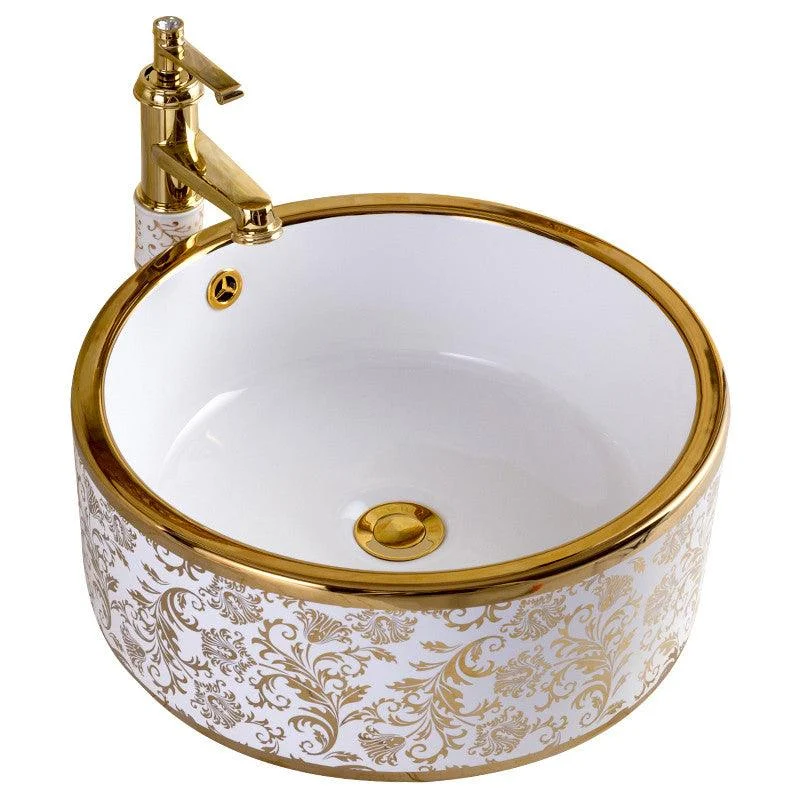 Traditional Vessel Sink Oval Porcelain with Pop-Up Drain and Tap Vessel Lavatory Sink -Bathlova