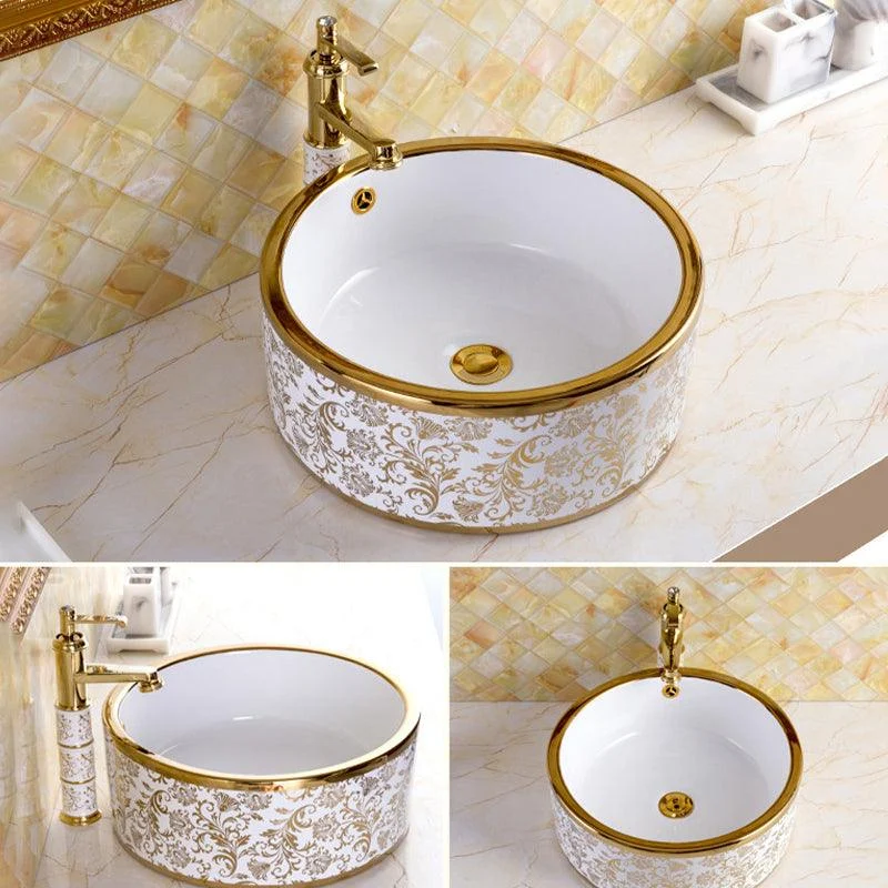 Traditional Vessel Sink Oval Porcelain with Pop-Up Drain and Tap Vessel Lavatory Sink -Bathlova