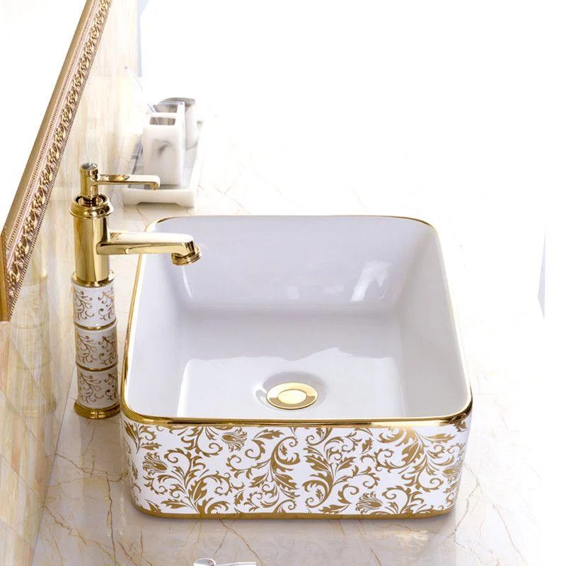 Traditional Vessel Sink Oval Porcelain with Pop-Up Drain and Tap Vessel Lavatory Sink -Bathlova