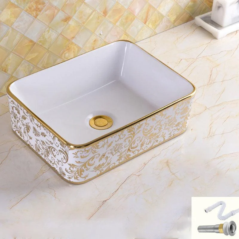 Traditional Vessel Sink Oval Porcelain with Pop-Up Drain and Tap Vessel Lavatory Sink -Bathlova