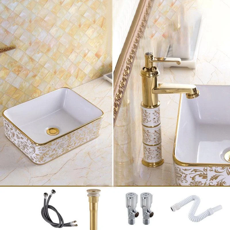 Traditional Vessel Sink Oval Porcelain with Pop-Up Drain and Tap Vessel Lavatory Sink -Bathlova