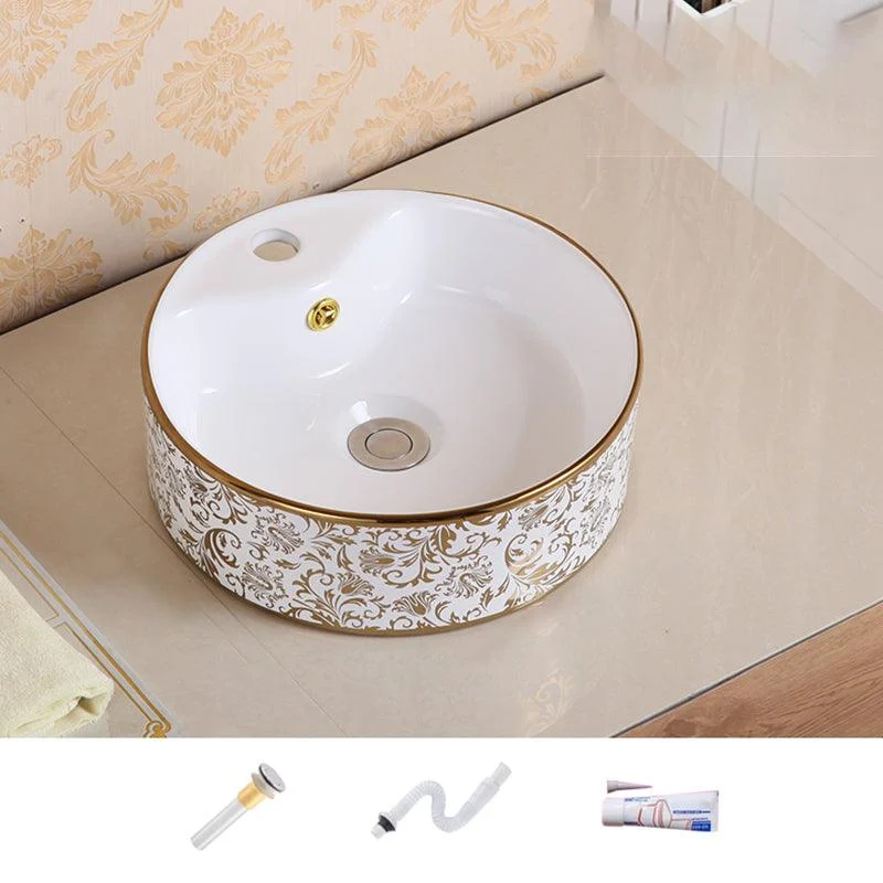 Traditional Vessel Sink Oval Porcelain with Pop-Up Drain Vessel Lavatory Sink -Bathlova